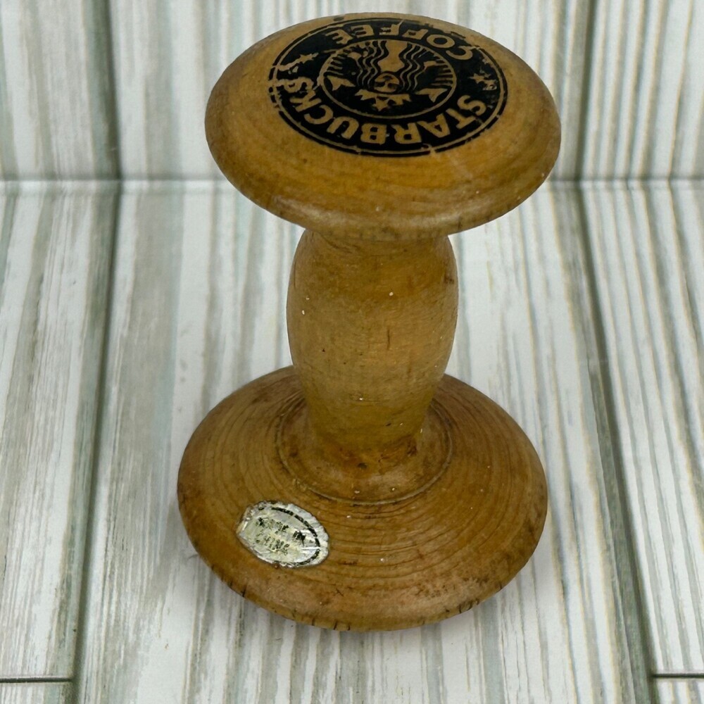 Starbucks Coffee Espresso Machine Wooden Tamper Wood Press Siren Logo Vintage
